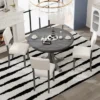 5 PCS Retro Round Dining Table Set With Curved Trestle Style Table And 4 Upholstered Chairs-ModernLuxe
