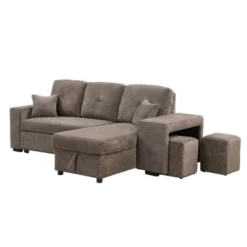 95" Pull Out Sleeper Sofa, Reversible L-Shape Sectional Couch With Storage Chaise And 2 Stools-ModernLuxe -ModernLuxe GUEST a7045a70 b3ce 41ea 9bcc 66291e10eda9