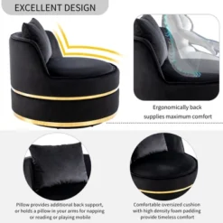 360 Degree Swivel Accent Chair, Velvet Upholstered Barrel Chair With Cushion-ModernLuxe -ModernLuxe GUEST a75afb79 1d54 4338 895d 43f3128b975a