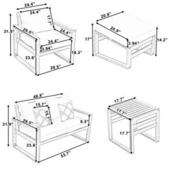 Outdoor Patio Wooden 6-Piece Talking Set With Footrest And Cushion For Backyard, Poolside, Balcony - ModernLuxe -ModernLuxe GUEST a78d39a5 5b1b 4a66 9b57 f65c707690b4