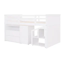 Twin Size Low Loft Bed With Storage Steps And Portable Desk-ModernLuxe -ModernLuxe GUEST a7932844 887a 4906 b773 0cb8bd22cdfd