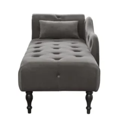 60.6" Velvet Chaise Lounge With Button Tufted Nailhead Trimmed And 1 Pillow - ModernLuxe -ModernLuxe GUEST a79ec122 1e19 4d0c a803 f529da663c82