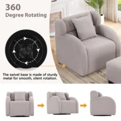 360 Degree Swivel Barrel Chair With Footstool, Accent Chair With Ottoman-ModernLuxe -ModernLuxe GUEST a7a6ec7c bad2 4422 b542 eac6a4698620