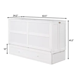 Queen Size Mobile Murphy Bed With Drawer And Little Shelves On Each Side, White - ModernLuxe -ModernLuxe GUEST a7f9f5f8 8062 4d31 842e 490ac81d98ff