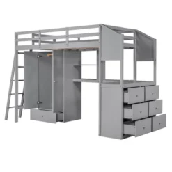 Twin Size Loft Bed With Wardrobe, Drawers And Desk With Shelves - ModernLuxe -ModernLuxe GUEST a8342441 9f79 43b8 ab8f 97d4543227d5