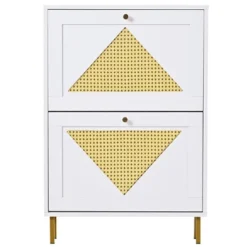 23.6" Rattan Modern Shoe Cabinet With 2 Flap Drawers - ModernLuxe -ModernLuxe GUEST a89be134 8ce5 48e9 8afe 4ffbfb45481b