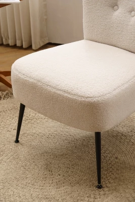 Tufted Back Teddy Fabric Slipper Chair Accent Chair-ModernLuxe 10 Tufted Back Teddy Fabric Slipper Chair Accent Chair-ModernLuxe - Image 8