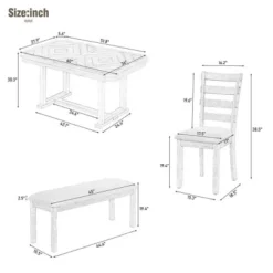 6 PCS Rubber Wood Dining Table Set With Beautiful Wood Grain Veneer Tabletop And Soft Cushion-ModernLuxe -ModernLuxe GUEST a8ca0298 8814 49c4 a6ae fb5bdc303ba0