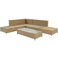 3 PCS Outdoor Rattan Patio Sectional Sofa Set With Adjustable Chaise Lounge Frame And Tempered Glass Table-ModernLuxe -ModernLuxe GUEST a917e51d c714 4659 9d2c 12f3113a5769