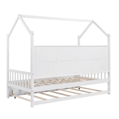 Wooden Platform House Bed With Trundle And Shelf-ModernLuxe 8 Wooden Platform House Bed With Trundle And Shelf-ModernLuxe - Image 6