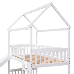 Twin Over Twin Bunk Bed, House Bed With Slide And Ladder-ModernLuxe -ModernLuxe GUEST a9a2e612 b6f9 4699 8d8e d963b8611173
