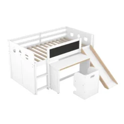 Wood Loft Bed With Slide, Cabinets, Blackboard, Desk And Chair-ModernLuxe -ModernLuxe GUEST a9d47b9a 43e3 4380 bb02 363fb0aa521c