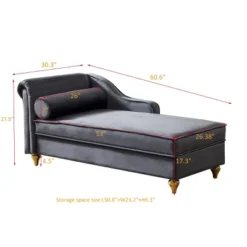 60.6" Velvet Chaise Lounge With Gold Metal Legs And 1 Pillow - ModernLuxe -ModernLuxe GUEST a9fcc070 63b3 4f9e af8a 48d22329b56e