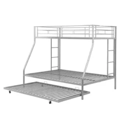 Twin Over Full Steel Bunk Bed With Twin Size Trundle Bed And Two-Side Ladders-ModernLuxe -ModernLuxe GUEST aa767a84 357c 4531 b5ac 9dc587493a1d