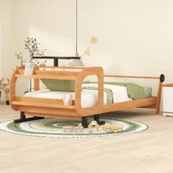 Twin Size Plane Shaped Platform Bed With Rotatable Propeller And Shelves - ModernLuxe
