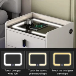 Modern Nightstand With Wireless Charging, USB Port And Adjustable LED Lights, End Table With 2 Drawers-ModernLuxe -ModernLuxe GUEST acb37998 0e37 4ae0 af76 19657c917d4a