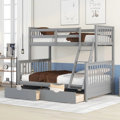 Twin Over Full Bunk Bed With Ladders And Two Storage Drawers-ModernLuxe 14 Twin Over Full Bunk Bed With Ladders And Two Storage Drawers-ModernLuxe - Image 12