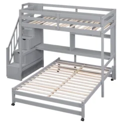 Twin Over Full Bunk Bed With Storage Stairs, Desk, Shelves And Hanger - ModernLuxe -ModernLuxe GUEST ae4e8b6f 2979 4999 86cd 53ef71203294