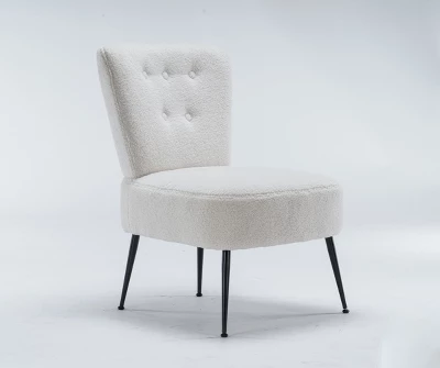 Tufted Back Teddy Fabric Slipper Chair Accent Chair-ModernLuxe 6 Tufted Back Teddy Fabric Slipper Chair Accent Chair-ModernLuxe - Image 4