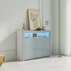 Modern Wooden Sideboard With LED Lights And 3 Doors For Living Room, Kitchen Or Hallway - ModernLuxe -ModernLuxe GUEST af6f5d97 81f9 4790 8291 e995c0776cae