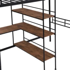Twin Size Metal Loft Bed With Built-in Desk And Shelves - ModernLuxe -ModernLuxe GUEST b09738cb 4c72 4411 b923 ac9f045ad698