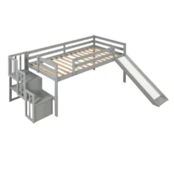 Twin Size Loft Bed With Staircase, Safety Guardrails And Slide-ModernLuxe -ModernLuxe GUEST b0d023c4 3bcd 4cbd 8f8e d0501055823e