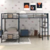 L-Shaped Twin Over Twin Bunk Bed With Twin Size Loft Bed With Desk And Shelf , Brown - ModernLuxe -ModernLuxe GUEST b161a129 55a5 460a 8de3 7a467d6bec1a