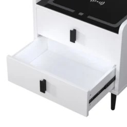Modern Nightstand With Wireless Charging, USB Port And Adjustable LED Lights, End Table With 2 Drawers-ModernLuxe -ModernLuxe GUEST b20d5dcd 0792 4f4f 9256 bad335a1b600