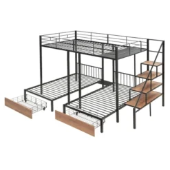 Full Over Twin-Twin Triple Bunk Bed With Drawers And Staircase - ModernLuxe -ModernLuxe GUEST b27b25a3 b266 4214 a544 3fe0734c6339