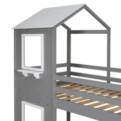 Twin Over Twin Wood Bunk Bed With Roof, Window, Guardrail, And Ladder-ModernLuxe -ModernLuxe GUEST b27cba08 a2a5 4381 a12a d52b50fe94b1