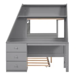 Twin Over Full Bunk Bed With Trundle, Built-in Desk, Three Storage Drawers And Shelf-ModernLuxe -ModernLuxe GUEST b283f280 55b8 41ac 87ef 25eefac7c032