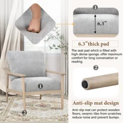 Retro Accent Chair With Solid Wood Frame And Vertical Slatted Back-ModernLuxe -ModernLuxe GUEST b2ae092e 2fb5 4ca3 ab78 a75445e3af72