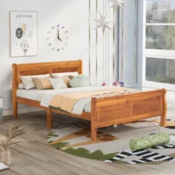 Full Size Wood Platform Bed With Headboard And Wooden Slat Support-ModernLuxe -ModernLuxe GUEST b2b7d7c2 0b6c 4ee2 9da5 2eb72afb79b9