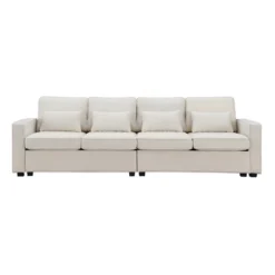 104" 4-Seater Modern Minimalist Linen Fabric Sofa With Arm Pockets And 4 Pillows - ModernLuxe -ModernLuxe GUEST b2cbef81 3d48 4fa8 aef3 3b2c949d24de