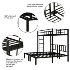 Twin Over Twin Metal Triple Bunk Bed With Ladder, Black-ModernLuxe -ModernLuxe GUEST b2d3d91e 1196 47e7 830d 3e5a5235a17e