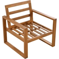 Outdoor Patio Wooden 6-Piece Talking Set With Footrest And Cushion For Backyard, Poolside, Balcony - ModernLuxe -ModernLuxe GUEST b345fd51 4af2 4911 974d 511d15bfe232