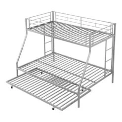 Twin Over Full Steel Bunk Bed With Twin Size Trundle Bed And Two-Side Ladders-ModernLuxe -ModernLuxe GUEST b348fc84 89ee 4c30 bcc6 d3e01db834a6