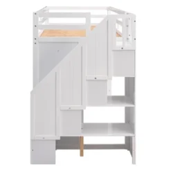 Functional Twin Loft Bed With 3 Shelves, 2 Wardrobes, 2 Drawers And Ladder With Storage-ModernLuxe -ModernLuxe GUEST b37a69f4 bfd4 4fe8 9d8f 8aac29b7628d