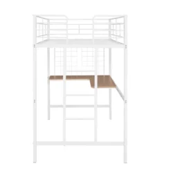 Twin Metal Loft Bed With Desk And Metal Grid - ModernLuxe -ModernLuxe GUEST b3b36c0c 1327 4d43 b523 6da3eb24abce