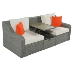 3-Piece Patio Wicker Sofa Set With Cushions, Pillows, Ottomans And Lift Top Coffee Table-ModernLuxe -ModernLuxe GUEST b4050bd7 cfa7 4b63 a3fb c6deebc9b35d