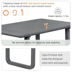 6 PCS Wood Dining Table Set With Retro-Style Table And Upholstered Chairs-ModernLuxe -ModernLuxe GUEST b4100c38 e01e 4bc1 bce9 c5ac4882a4f1