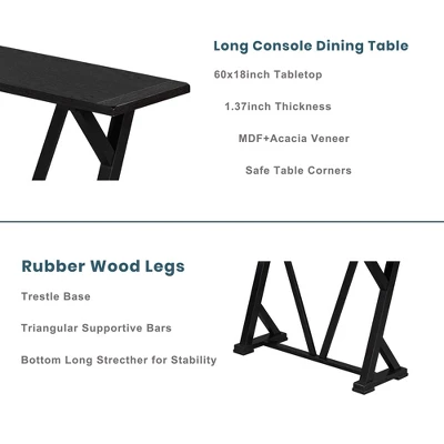 5 PCS Counter Height Wood Dining Table Set, Console Table With Trestle Legs And 4 Stools-ModernLuxe 5 5 PCS Counter Height Wood Dining Table Set, Console Table With Trestle Legs And 4 Stools-ModernLuxe - Image 3