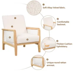 Mid-Century Velvet Upholstered Accent Chair, Armchair With Rattan Mesh-ModernLuxe 20 Mid-Century Velvet Upholstered Accent Chair, Armchair With Rattan Mesh-ModernLuxe -ModernLuxe GUEST b464a6cc 829a 499b b20b 0c4b4583e2ce