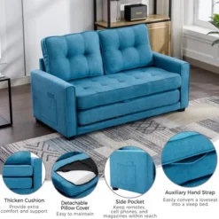 59.4" Upholstered Loveseat Sofa Couch, Pull-Out Sofa Bed With Side Pocket-ModernLuxe -ModernLuxe GUEST b4665278 4c9c 4cf7 ac09 01941263a853