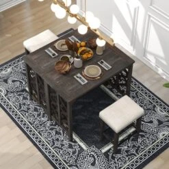 3 PCS Counter Height Wood Dining Table Set, Pub Set Foldable Table With 2 Saddle Stools-ModernLuxe -ModernLuxe GUEST b480a249 372c 4628 918a aa29c8bf2ee4