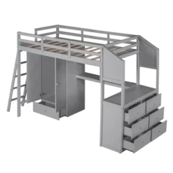 Twin Size Loft Bed With Wardrobe, Drawers And Desk With Shelves - ModernLuxe -ModernLuxe GUEST b491be01 c4f6 4449 a95c e87999b37070