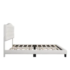 Upholstered Linen Platform Bed Frame With Curved Tufted Headboard Beige-ModernLuxe -ModernLuxe GUEST b53d4881 0cea 44c4 b4f4 750cd270361a