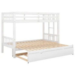 Twin Over Twin Pull-out Bunk Bed With Trundle Bed And Ladder-ModernLuxe -ModernLuxe GUEST b577237a cd51 4982 816e 80a0d2d91548
