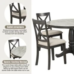 5-Piece Dining Set With Solid Wood Table And 4 Chairs, Gray - ModernLuxe -ModernLuxe GUEST b5837896 9743 4250 b196 13e1afd39c90
