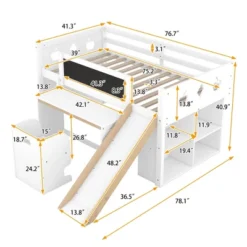 Wood Loft Bed With Slide, Cabinets, Blackboard, Desk And Chair-ModernLuxe -ModernLuxe GUEST b58a7e6f 705d 4c49 a584 4f2fe10e03c9